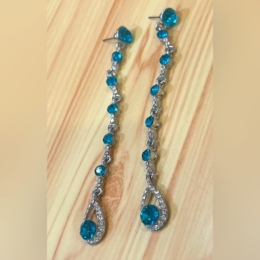 Elegant Silver and Blue Drop Earrings